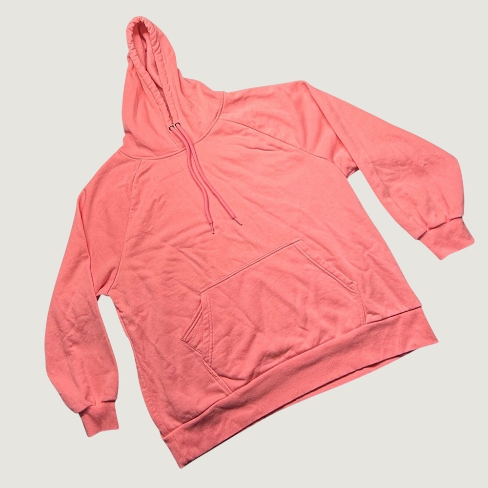 Pink Kangaroo Pocket Pullover WMNS 1X Drawstring Hoody Y2K Girly Comfort Workout
